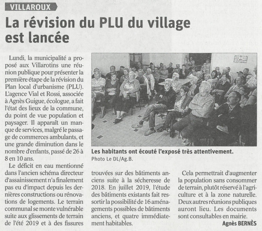 VILLAROUX – Réunion de concertation n°1 sur la révision générale du PLU
